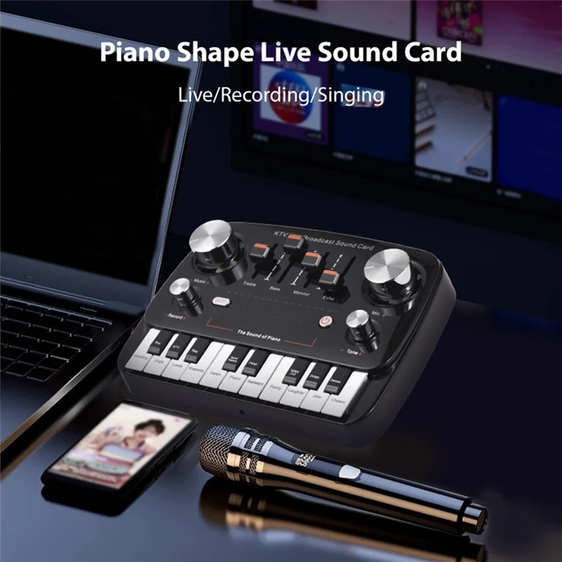 

ABUE-KTV Live Broadcast Sound Card Audio Recording Desktop Singing Wireless Lossless Transmission Plug And Play Voice Changer