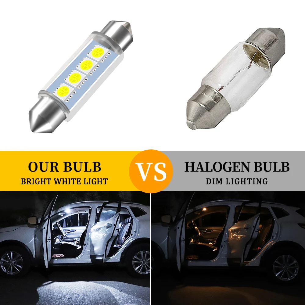 4pcs 44MM 1.76 In Car Rigid Loop Festoon Led Bulb Extremely Bright 211-2 212-2 561 578 RL4410 Interior Reading Dome Lamps Cargo