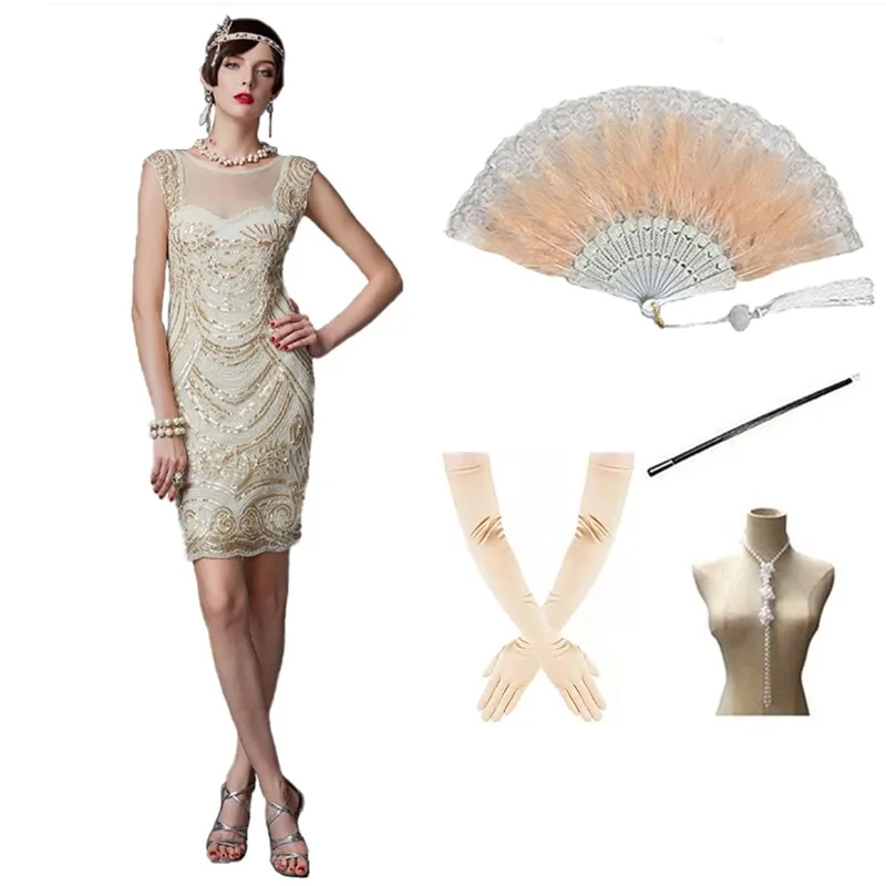iny Sequin Evening Dr Bal See stoere Gatsby-kostuum Par Bar Outfit Traditioneel dameskostuum Stage Performance