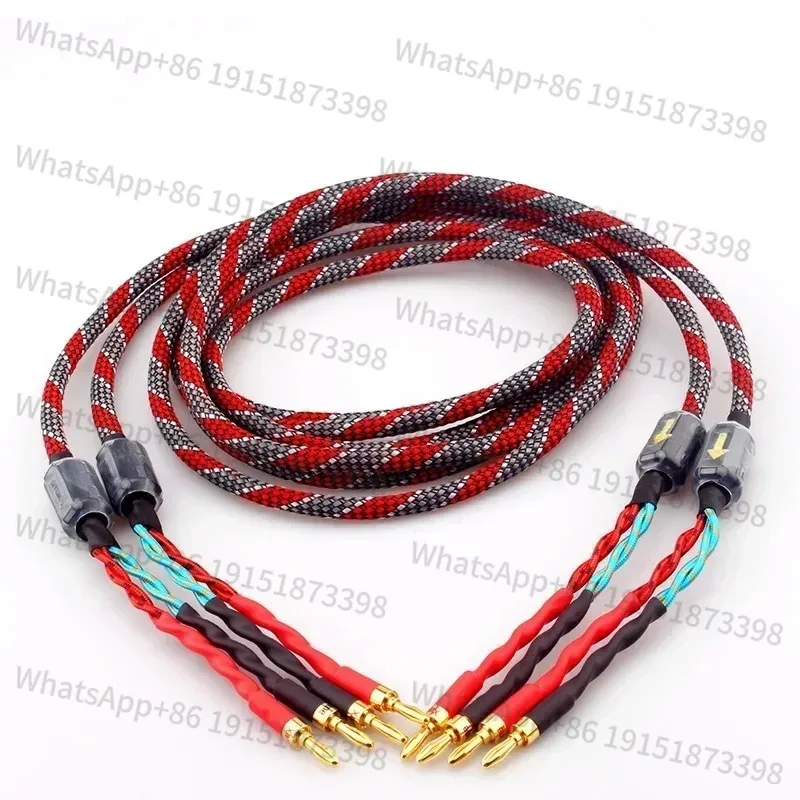 One Pair oxygen-free copper audio speaker cable HI-FI high-end amplifier speaker cable Banana plug cable For Left Right Channel