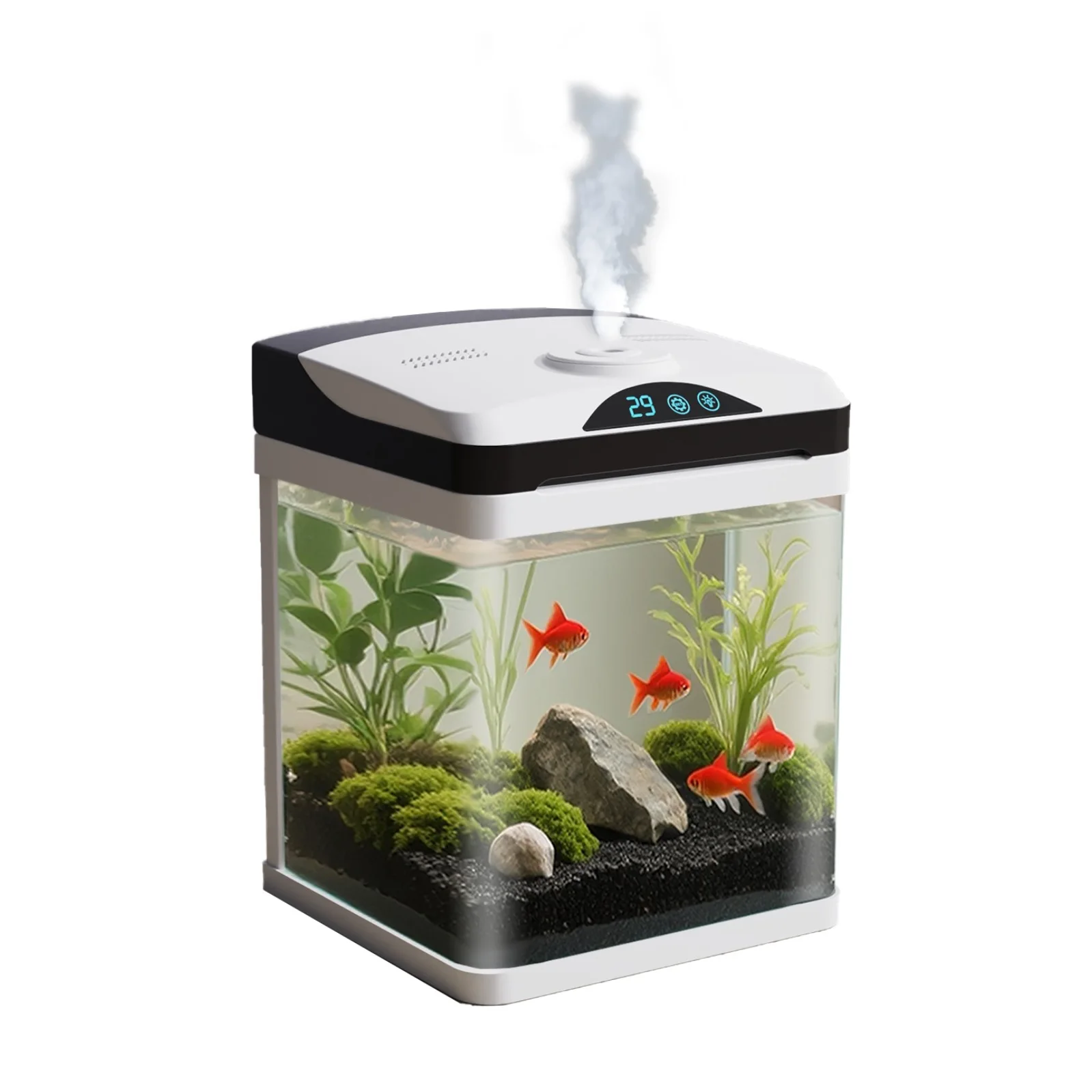 

Small glass fish tank humidification aromatherapy living room desktop ecological tank