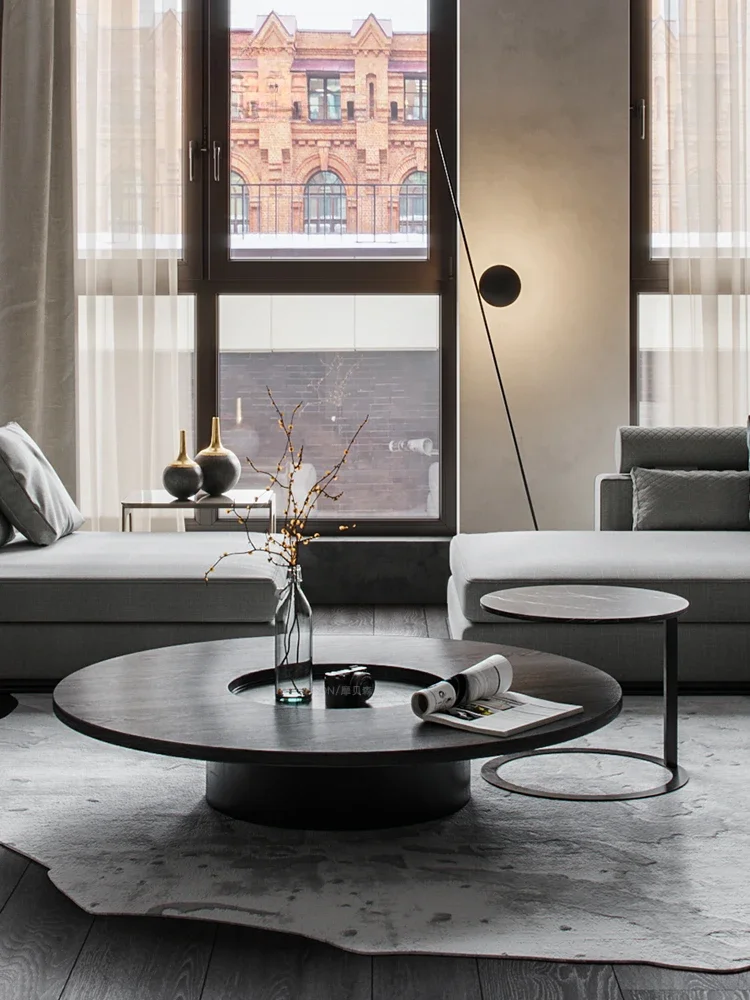 돌 접시 둥근 차 테이블 거실 간단한 가구 작은 아파트 차 테이블 차 테이블 테이블