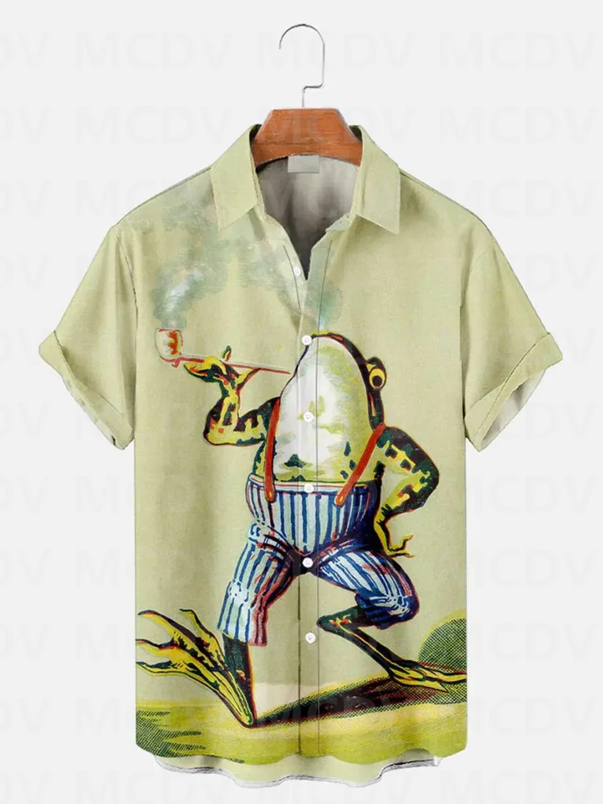 Men's For Women's Frog Smoking And Wearing Overalls Casual Shirt 3D Printed Hawaii Shirt