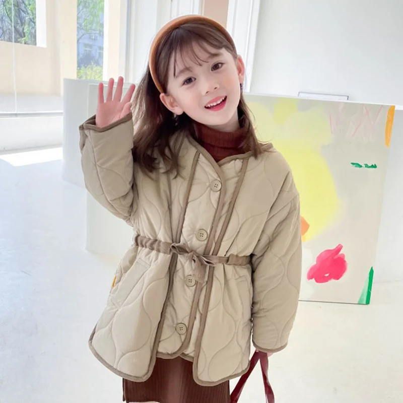 

Girls Coat Jacket Cotton Outwear Overcoat 2022 Loose Warm Thicken Plus Velvet Winter Breathable Children's Clothing