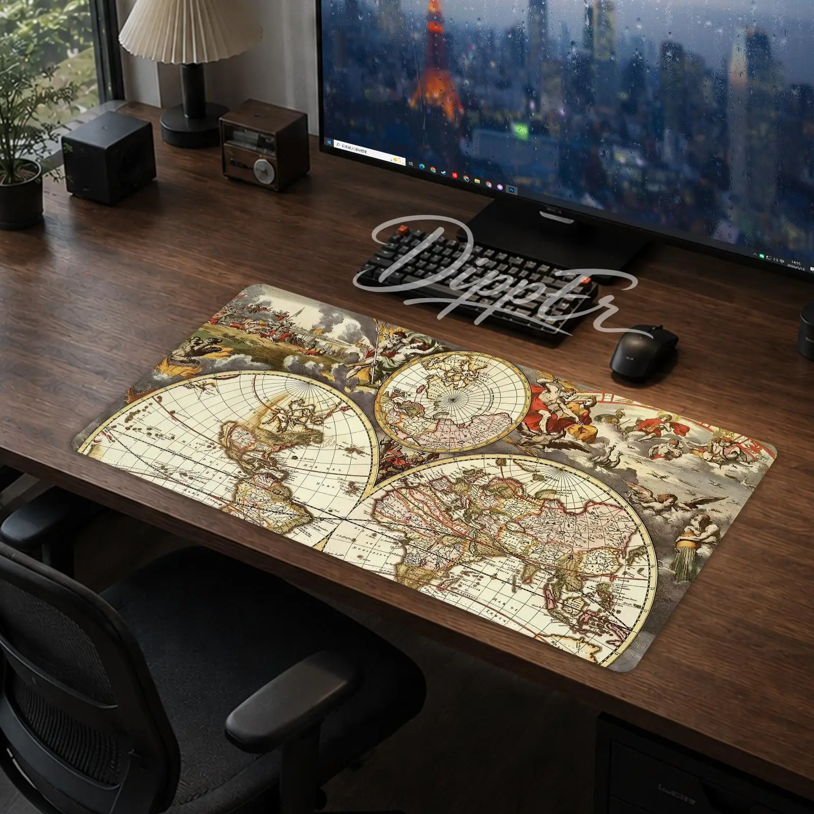 A-Old Map Teyvat Mouse Pad Office Large Desk Mat Gaming Mousepad Rubber Bottom Non-Slip Cushion 900X400