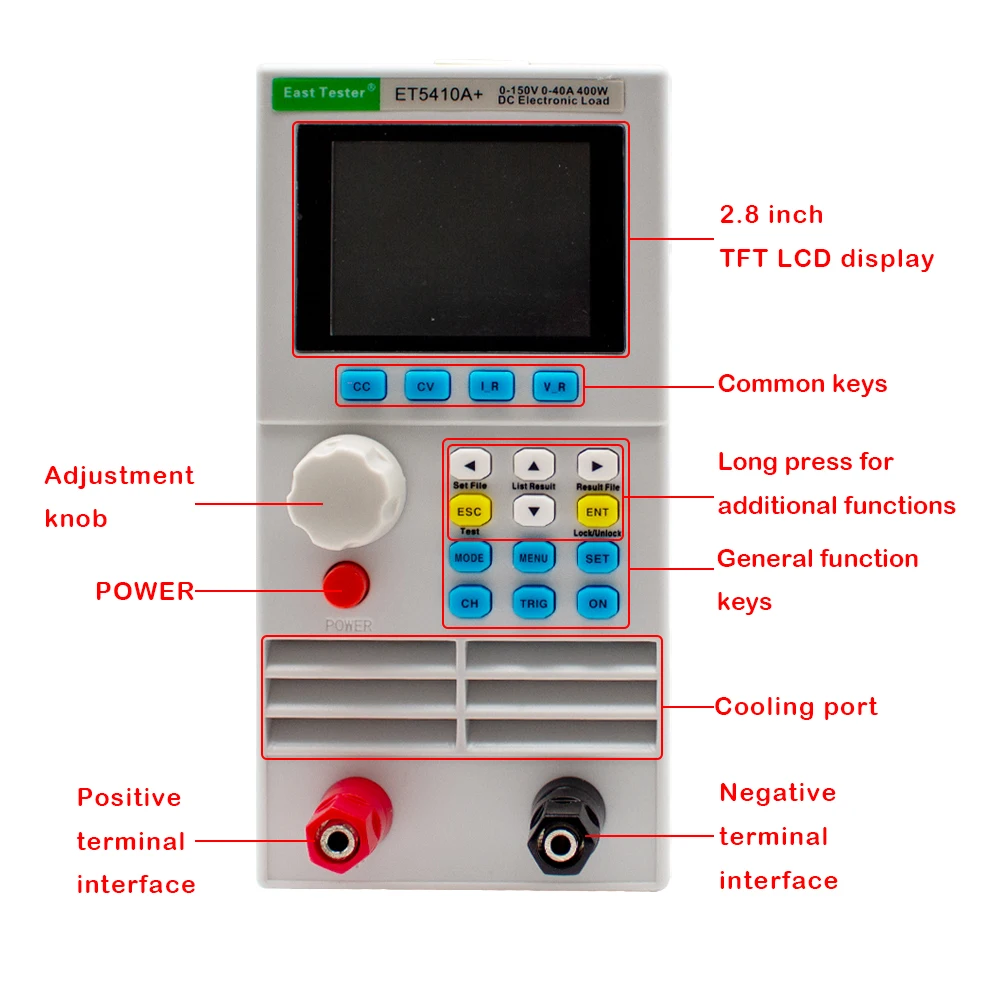 ET5410A+ Programmable 400W DC Electronic Load Battery Load Tester DC Tester Battery Internal Resistance Tester 0-150V 0-40A