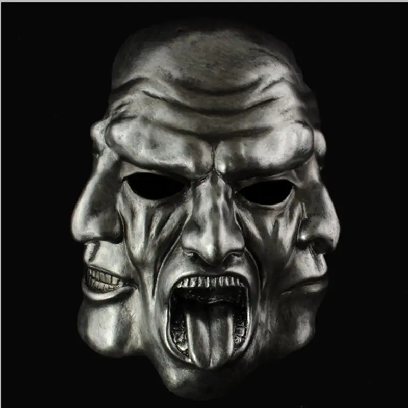 HEISS! Halloween Dreiseitige Maske Vollgesicht Halloween Spukhaus Horror Cos Dress Up Requisiten Gruselige Kapuze Mann Harz