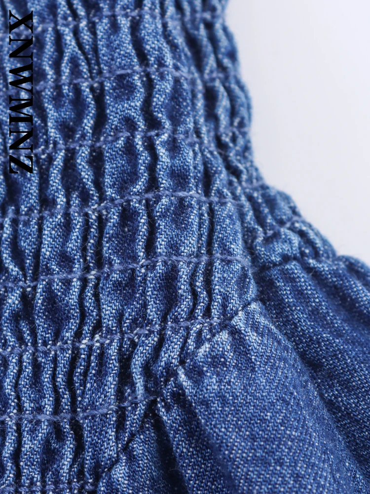 Xnwmnz 2025 verão mulher simples moda sem mangas o-gola em camadas mini vestidos casuais chique senhora azul emenda vestido plissado