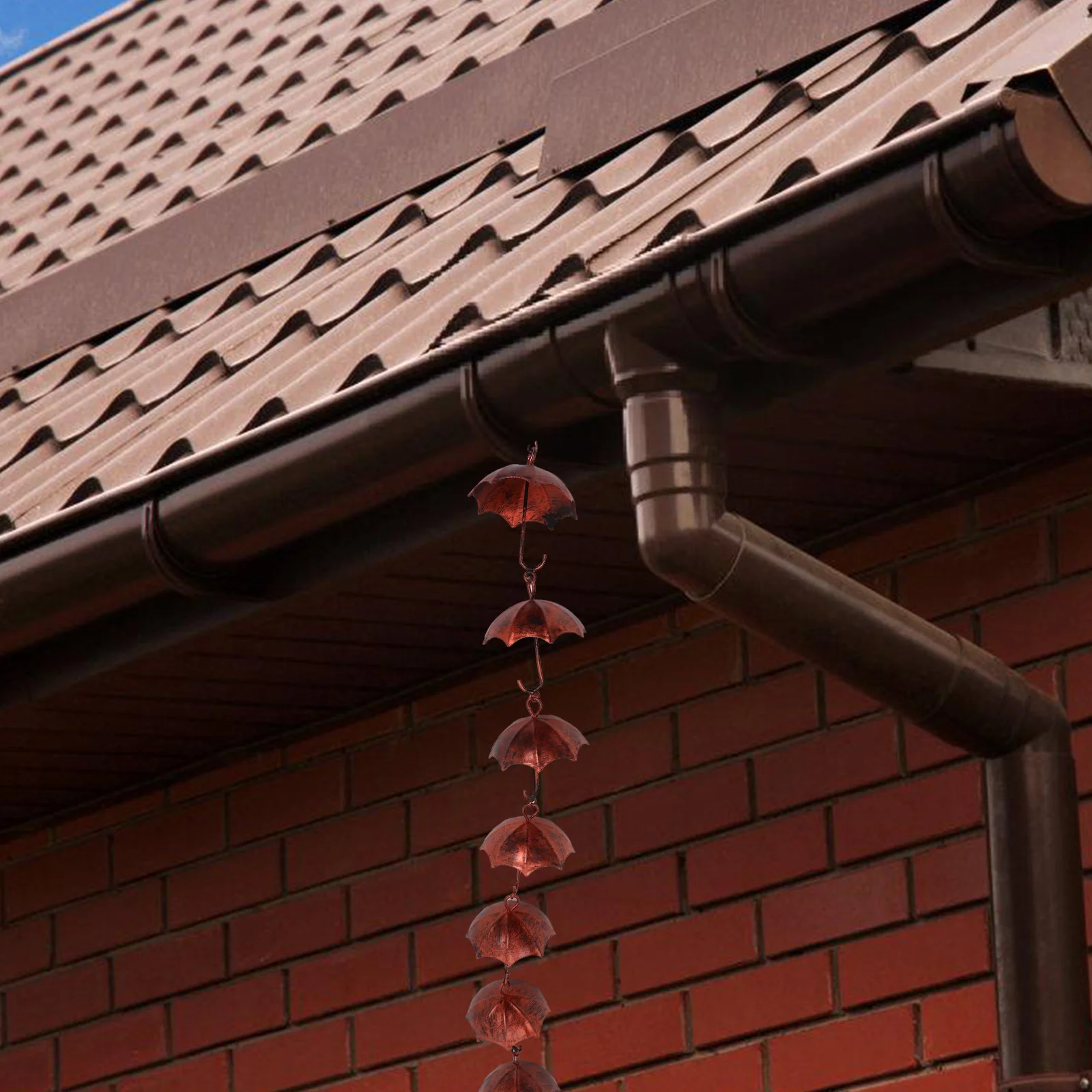 

1pcs Umbrella Wind Chime Water Chain Decorative Metal Gutters Hanging Rain Chain Long Rain Gutter Chains Practical Durable Iron