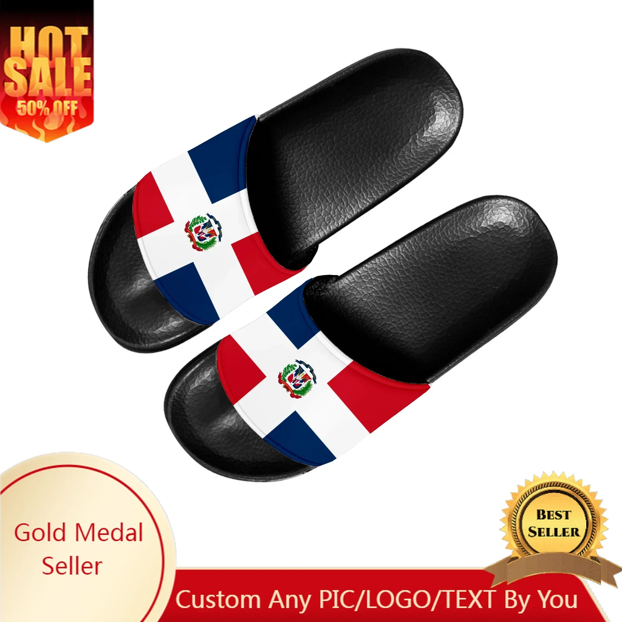 

Dominican Republic Flag Slippers Home Water Shoes Men Women Teenagers Beach Pool Sandals Custom Made Summer Slipper