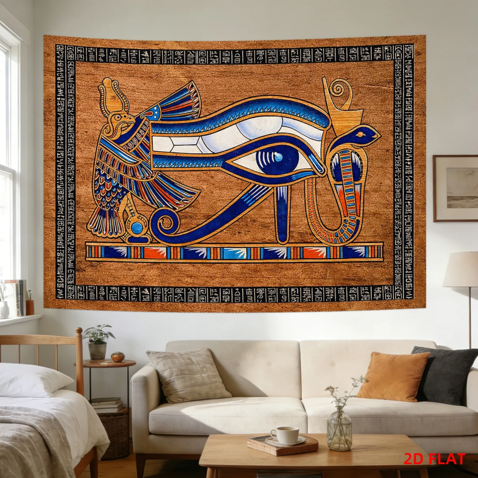 Bohemian Egyptian Tapestry Wall Hanging Boho Tribal Decor Pharaoh Art Polyester Jungle Ethnic Wall Decor Poster
