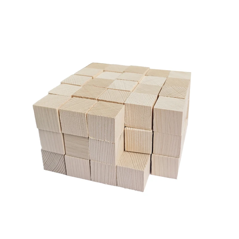 Wooden Blocks for Crafts, Unfinished Wood Cubes,  Natural hemlock Wooden Blocks, Pack  Wood Square Blocks, Wooden Cubes for Arts