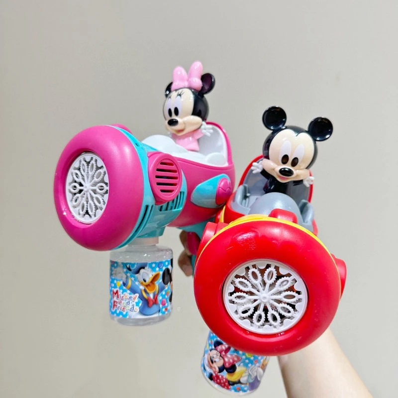 سلسلة ديزني ميكي ميني للأولاد والبنات لطيفة وبسيطة ورائعة بتصميم إبداعي كرتوني محمول باليد لعبة مسدس فقاعات كهربائي هدية