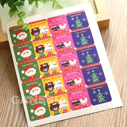 100pcs/lot Kawaii Christmas Animal Paper Stickers Decoration Gift Seal Sticker Stationery Labels Party Supplies (SS-1565)