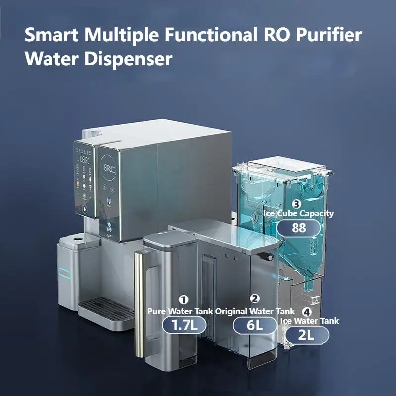 

Высокоэффективный портативный многофункциональный диспенсер для воды с обратным осмосом, умным контролем температуры и функцией приготовления льда