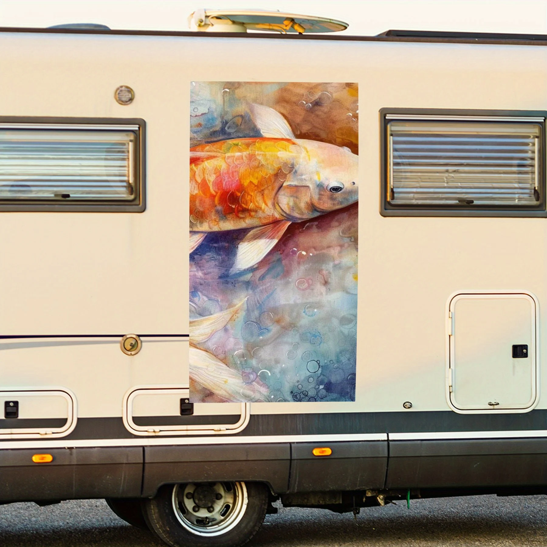 

Colorful Koi Fish Art Motorhome Car Door Sticker PVC Self Waterproof Stick Striking Auto Exterior Accessories Decor Protect Gift