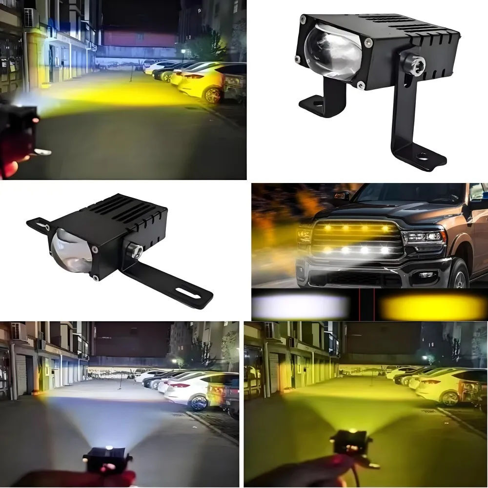 

30W 1pcs Grille Lights LED 2.5Inch LED Headlight Mini Fog Light Dual Color Spotlights with Fan for Cars Truck Trailer Offroad 12