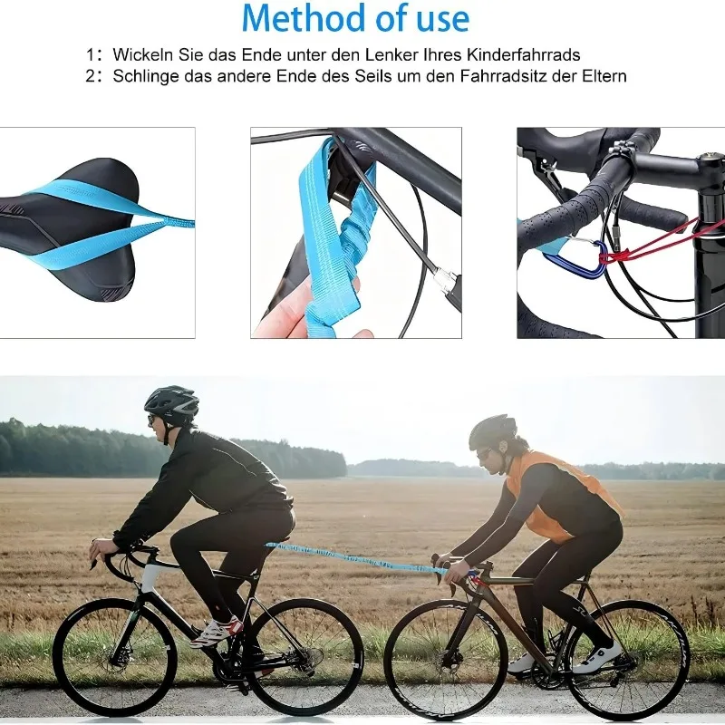 Mountain bike traction rope, bicycle nylon traction rope with storage bag, parent-child outdoor tools, cycling safety equipment