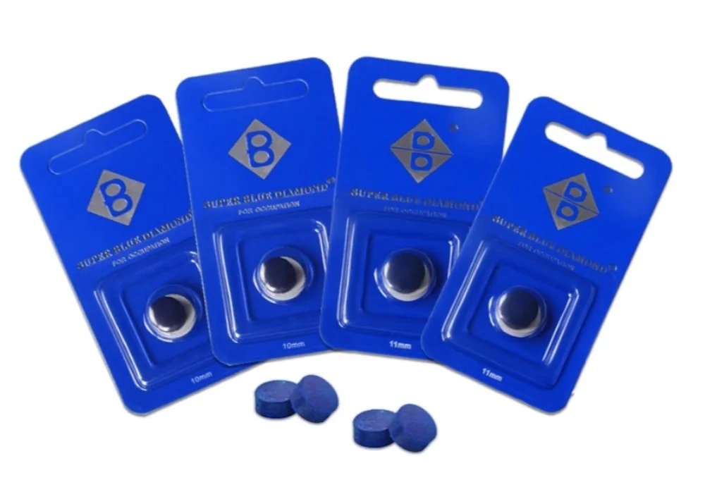 SUPER BLUE DIAMOND 11mm Billiard Cue Tip, Single Layer Leather Tip for Snooker