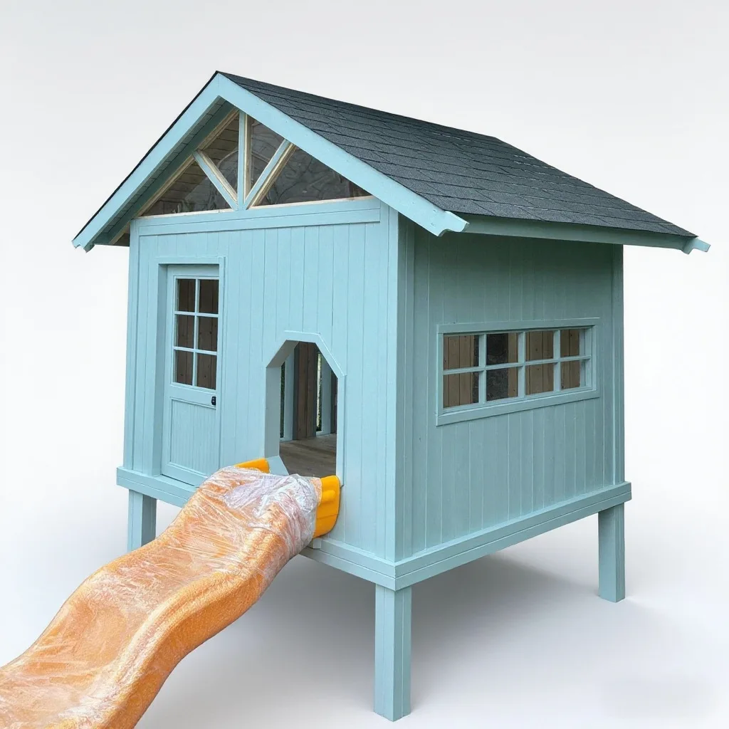 رياض الأطفال مسرح التجمع في الهواء الطلق منزل شجرة الشريحة الأطفال تسلق المقصورة حديقة متنقلة أكشاك منزل خشبي