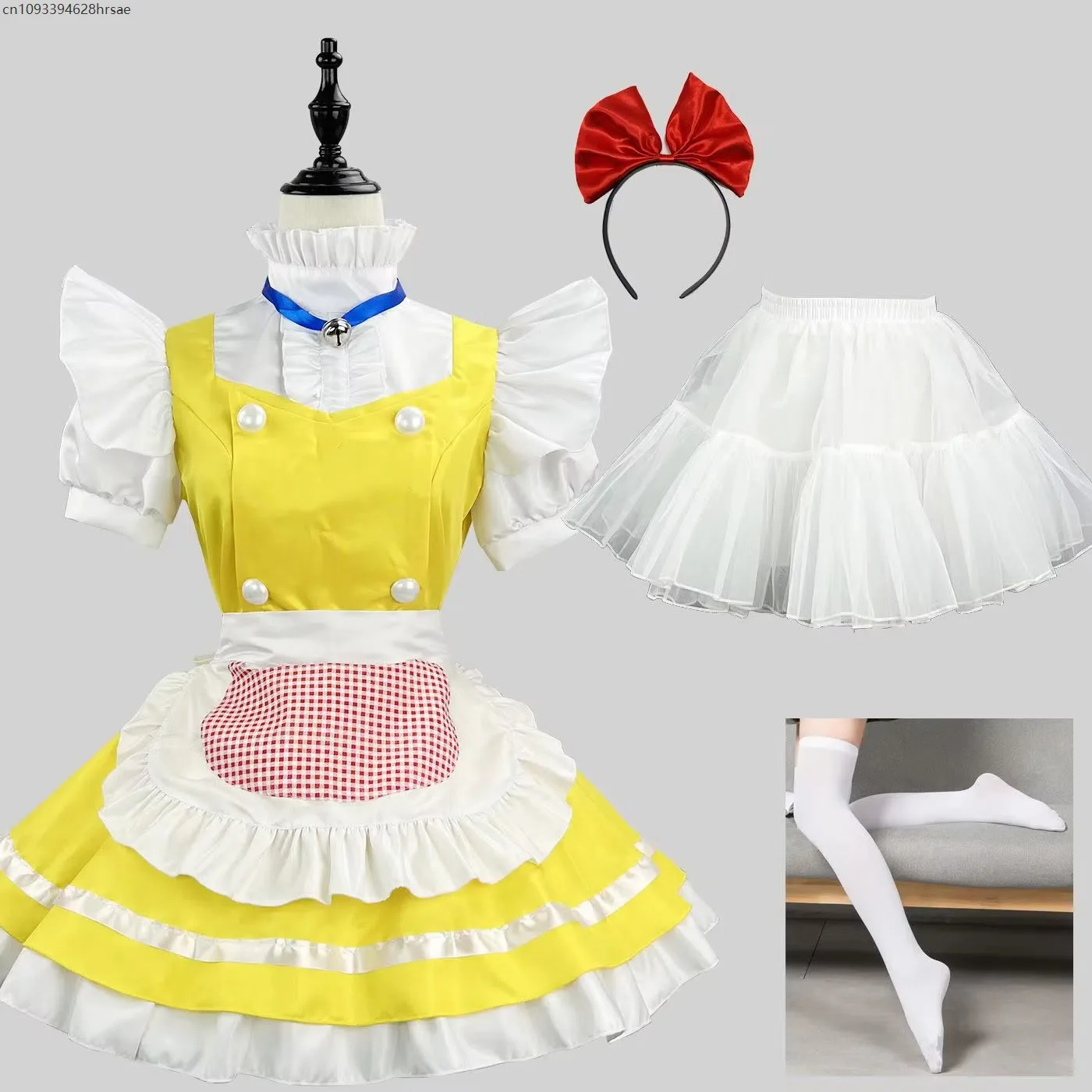 

2025 Sweet Lolita Dress Maid Cosplay Costume Yellow French Servant Dress with Apron Outfit Women Lolita Suits
