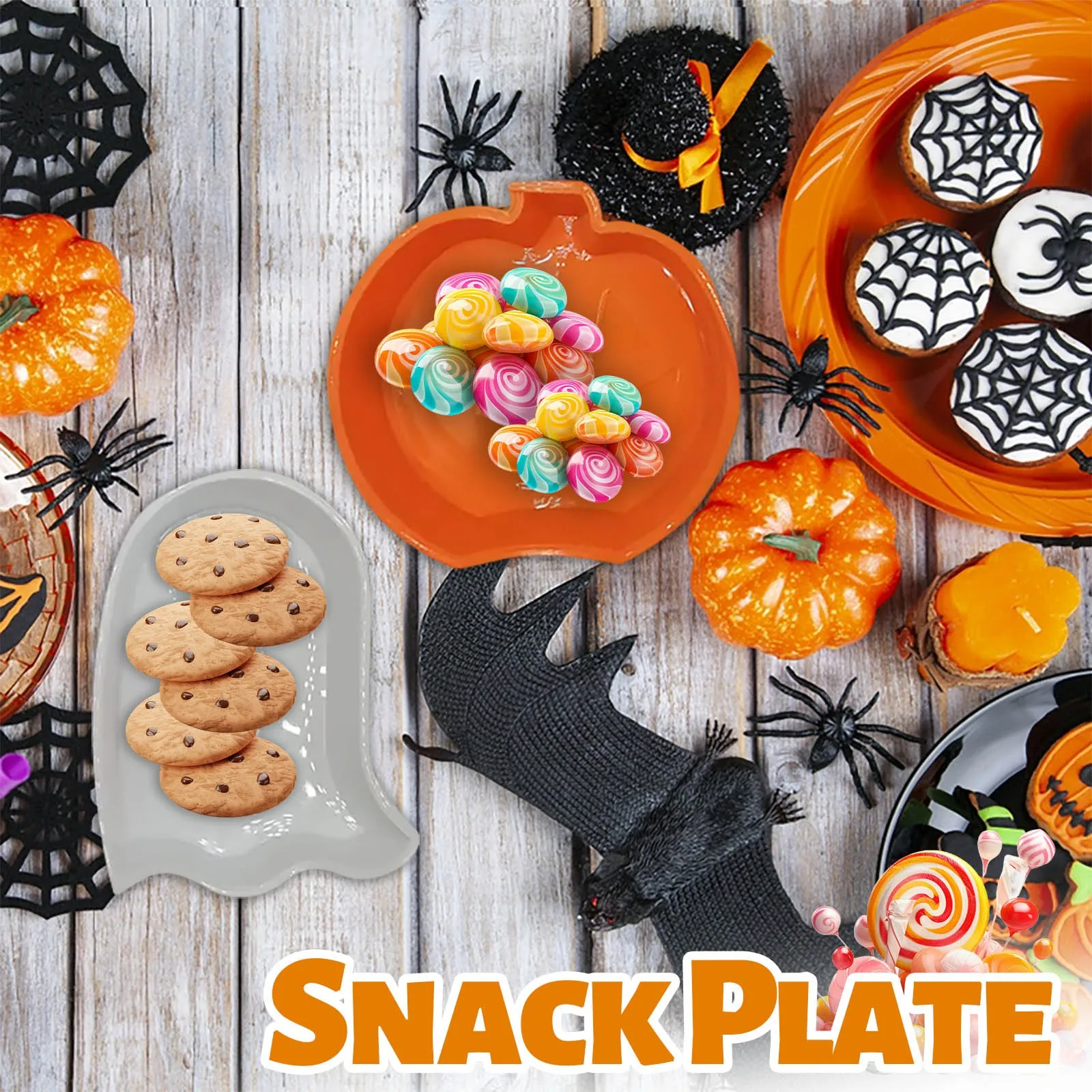 Halloween Kürbis Teller Halloween Kunststoff Tablett Geist Serviertablett Desktop Dekorative Platten Charcuterie Board Für Lebensmittel Obst