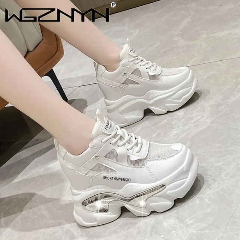 Luxury Women\'s High Platform Chunky Sneakers Woman 2024 Fashion Women Sports Shoes Pink White Sport Sneaker Tennis Elegant Shoes