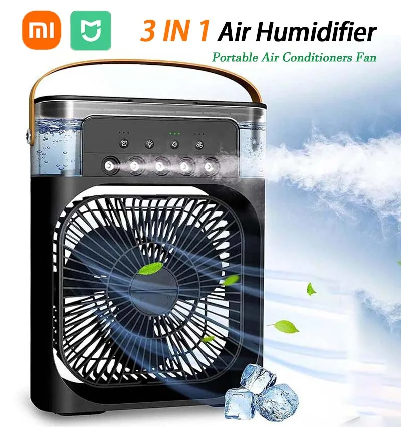 Xiaomi-Climatiseur portable 3 en 1, ventilateur électrique, USB, veilleuse LED, brouillard d'eau amusant, humidificateur d'air pour la maison