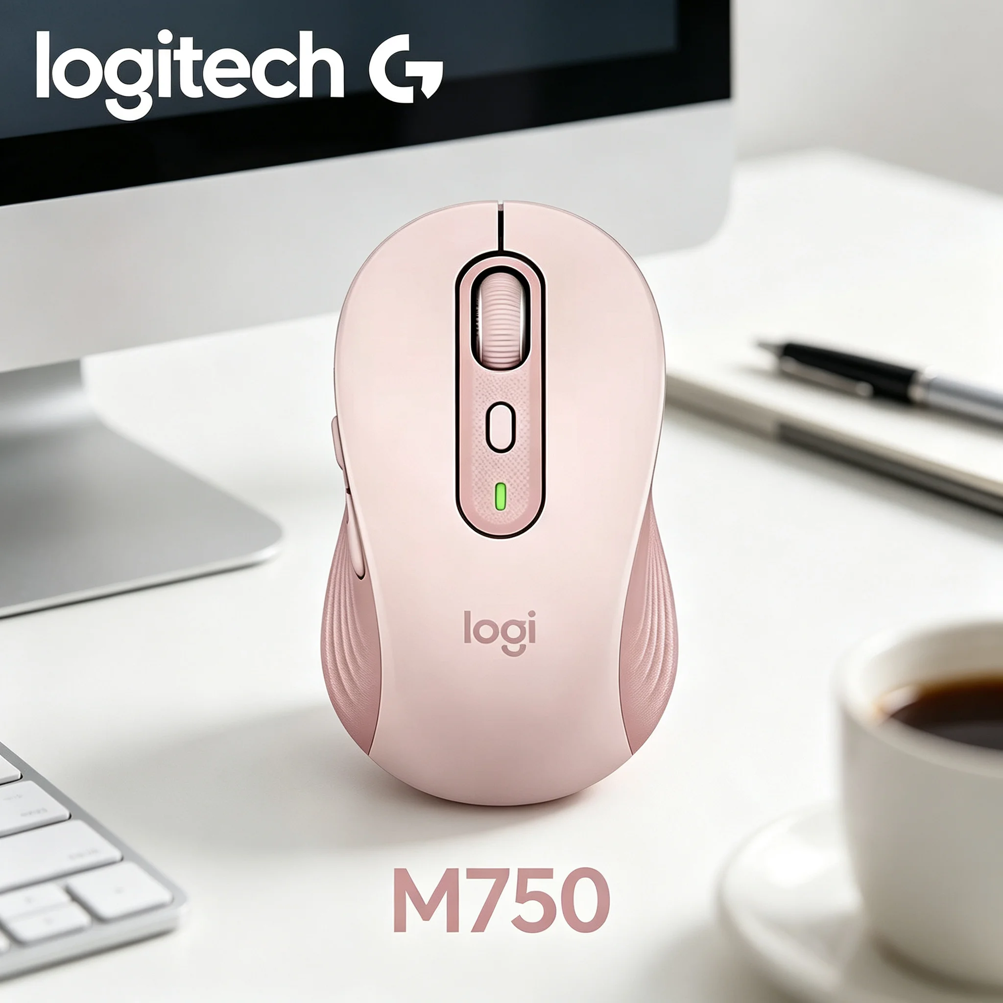 Logitech M750 Business‑Grade Ergonomic Wireless Mouse Comfort For Full‑Shift Office Computer Document Processing Work