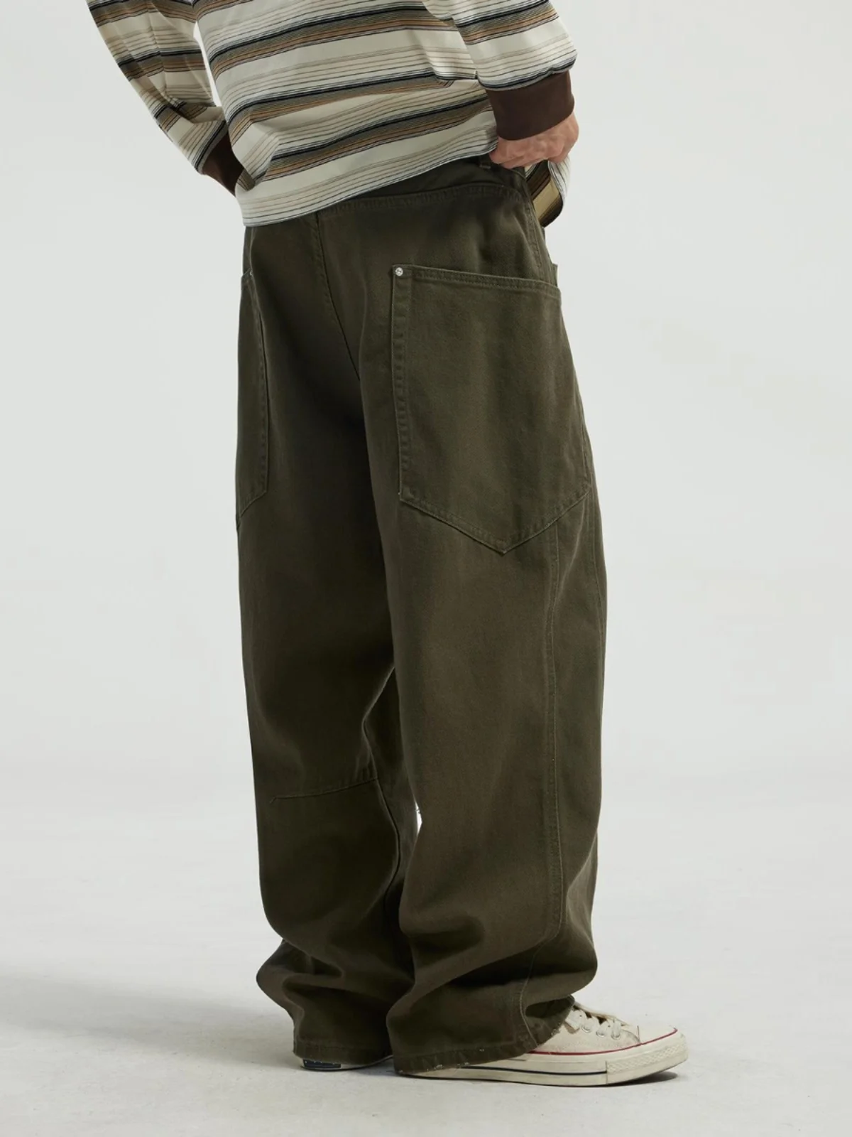 American Retro Men's Workwear Jeans High Street Trend Straight Casual Pants Merald Design Comfortable Loose Fit Long Trousers