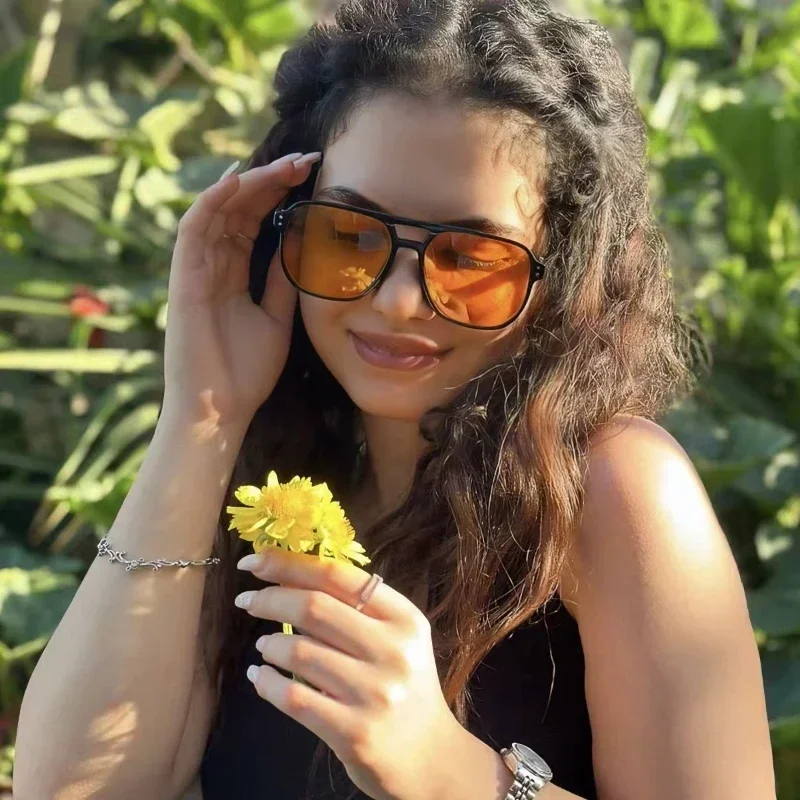 

Glasses Outdoor Ocean Slice Double Beam Sunglasses New Retro Jelly Color Women Square Sunglasses Eye Protection Goggles