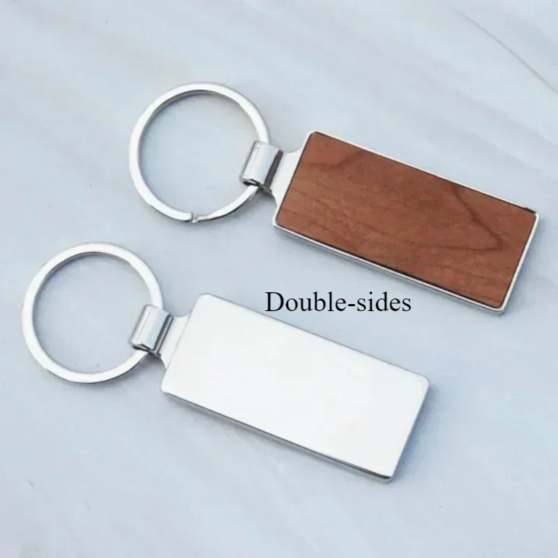 Custom Logo Bamboo Wooden Keychain Laser Engrave Double-sides Wood Metal Keyring Personalize Hotel Room Number Key Chain Holde