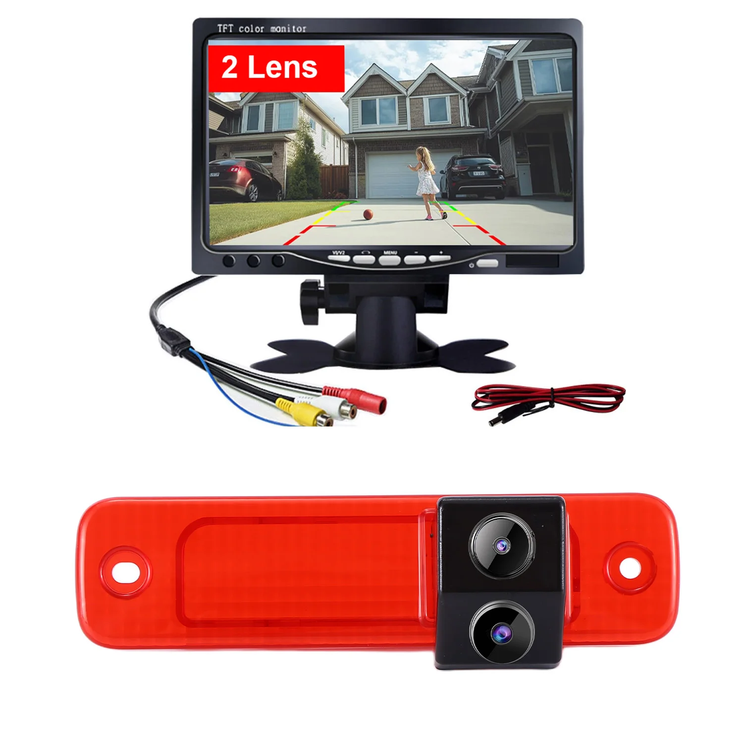 Cámara de visión trasera doble + 7 "monito para Ford Transit MK7 Tourneo / Furgon MK4 FA FB FC FD FS FZ Bus