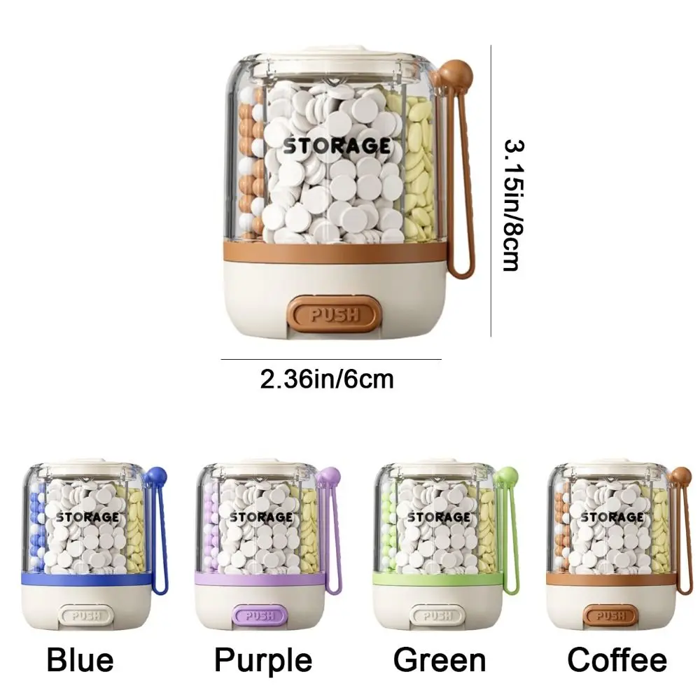 Press Type 4 Grids Pill Organizer Rotating Anti-Mixing Medicine Storage Container Large Capacity Round Daily Pill Dispenser