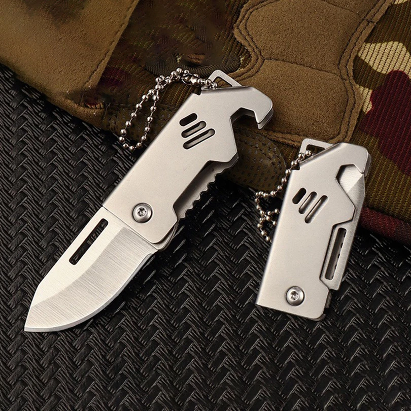 Mini Folding Knife Outdoor Stainless Steel Folding Knife Sharp Camping Knife Key Chain Pendant Hand Tool Pocket Folding Knife