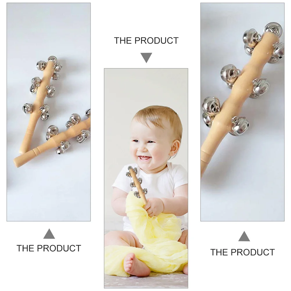 

4pcs Wood Hand Jingle Bells Smooth Safe Grip Educational Gift Newborns Auditory Development Rattle Wood Rattle For Baby Hand