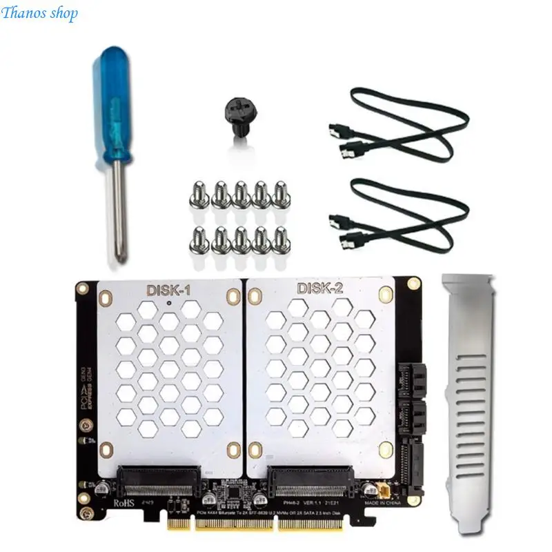 PH46-2 PCIE4.0X8 2U2X8 Split Adapter SFF8639 NVME and 2.5inch Disk Conversion Adapter Card X37A
