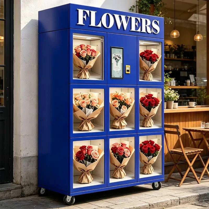 Flower Automatic Vending Machine Cloud‑Based Remote Management 21.5 Inch Touchscreen Customized Exterior For Mall Retail