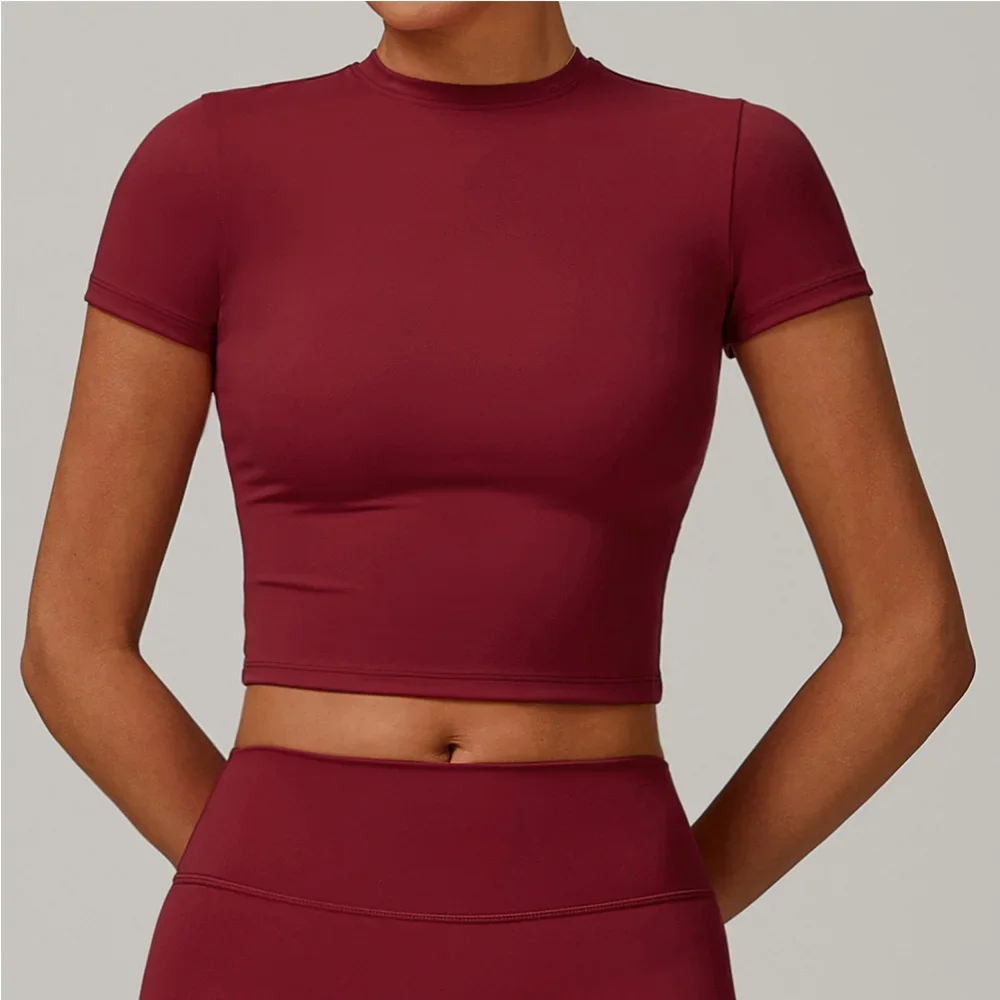 

Yoga Top Women Workout Tops Sport T Shirts Fitness Clothes Push Up Short Sleeve Yoga Shirt Gym Top Running Active Wear Sport Top
