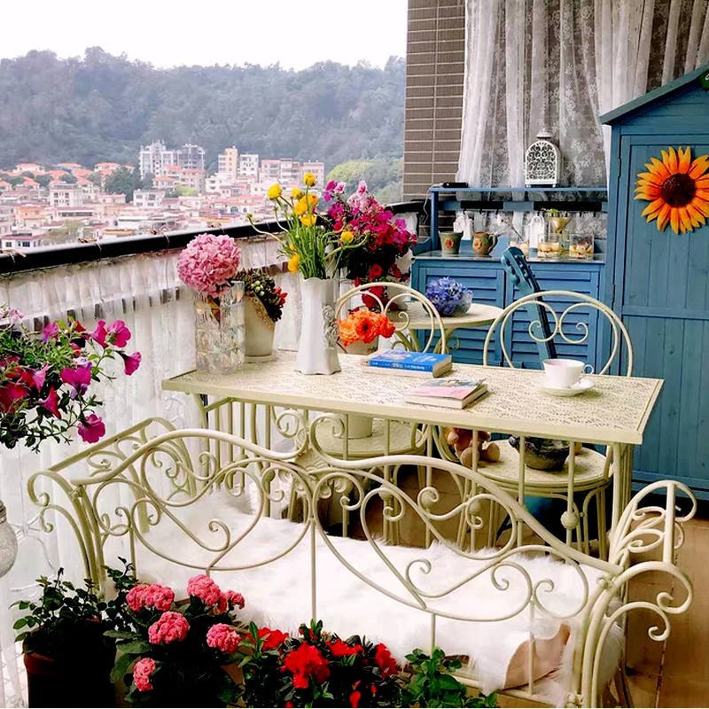 طاولات وكراسي خارجية طاولات وكراسي حديقة بارك شرفة أوروبية أريكة ترفيهية مجموعة طاولة وكرسي Terrace ba