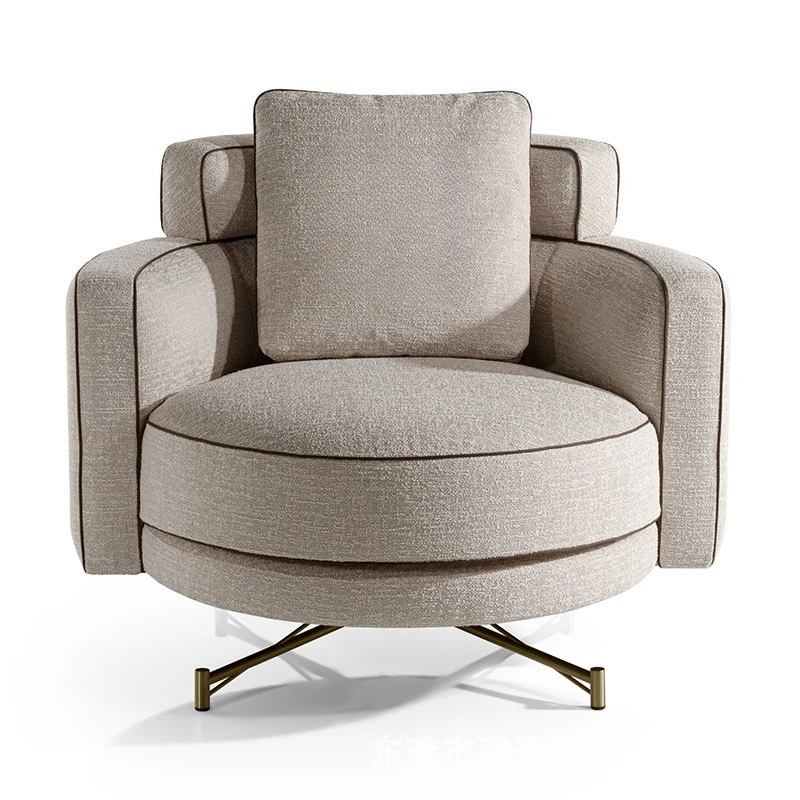 

Italian light luxury single rotating sofa chair simple stainless steel fabric leisure chair