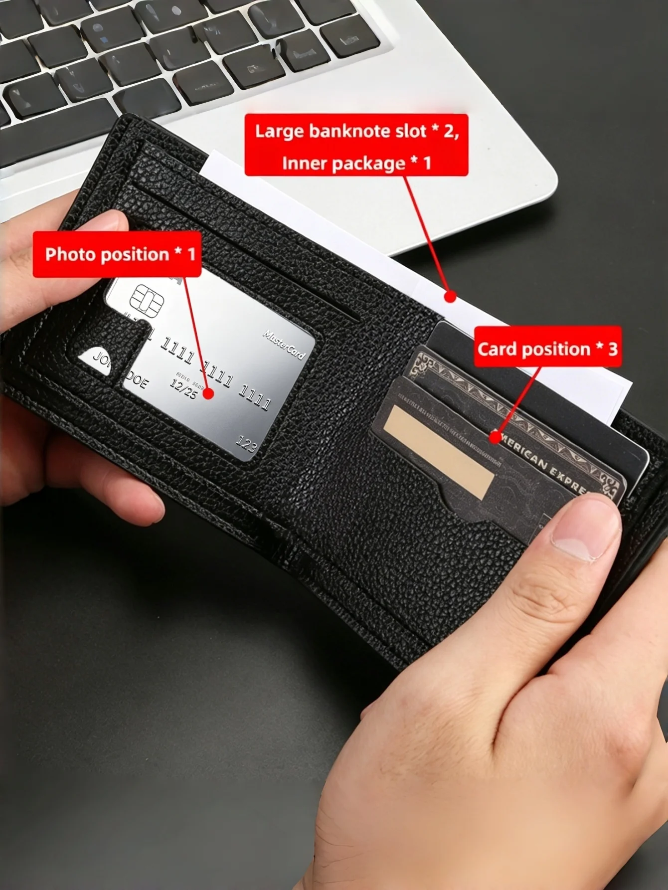 Men's 3D Crocodile Embossed Bifold Wallet, PU Leather Short Billfold Purse with Zipper Coin Pocket, Multi Card Slots & ID Window