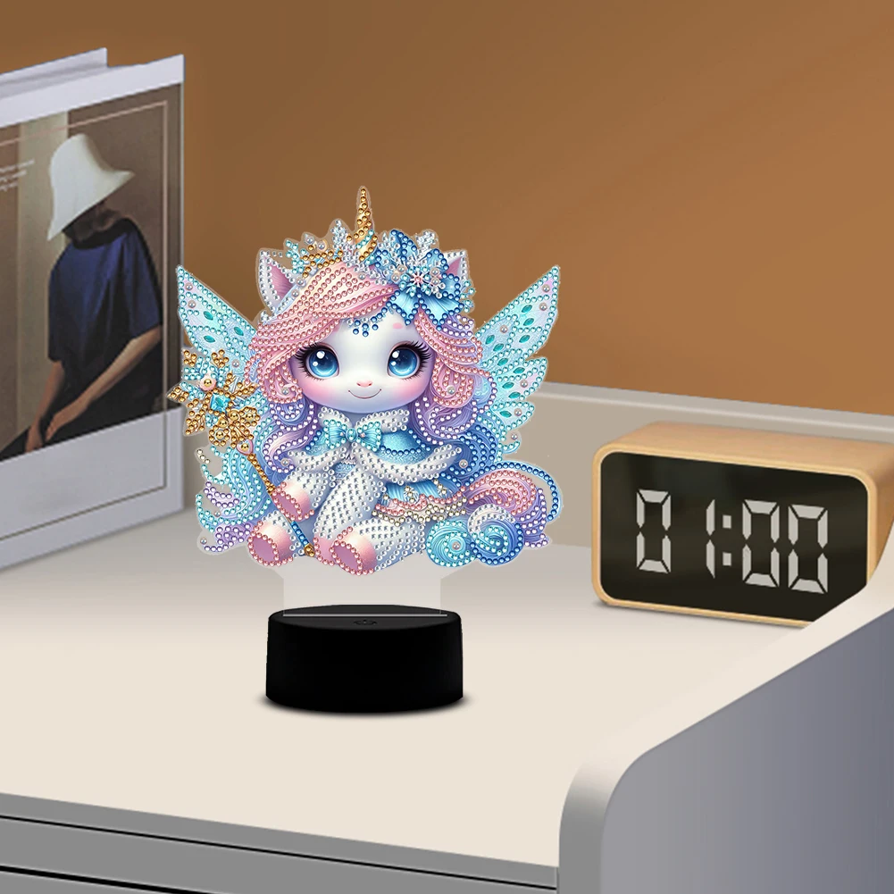 

DIY Unicorn Diamond Painting LED Lamp with Tools Diamond Painting Night Light Double Sided Arts Crafts Home Decoration
