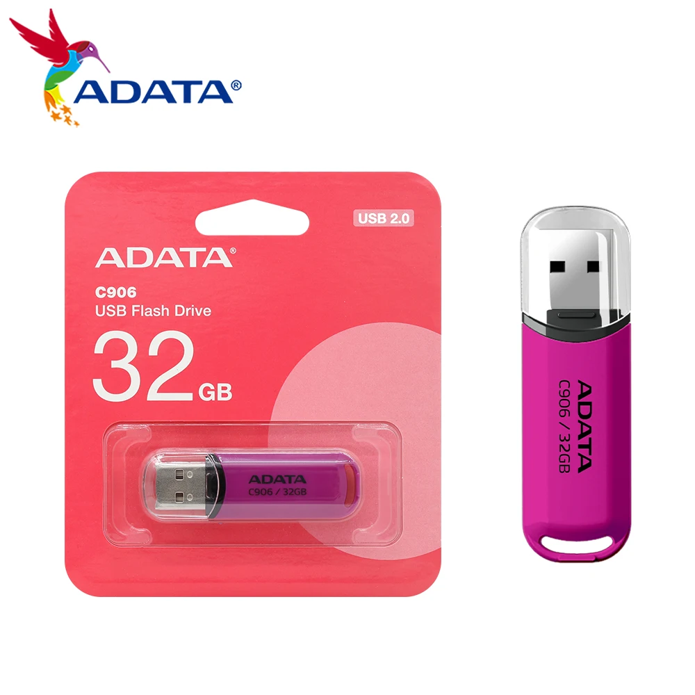 Original Adata Flash Drive C906 USB 2.0 Memory Stick Mini U Disk 32GB 64GB Pink Blue High Flash USB Pendrive Jumpdrive for PC