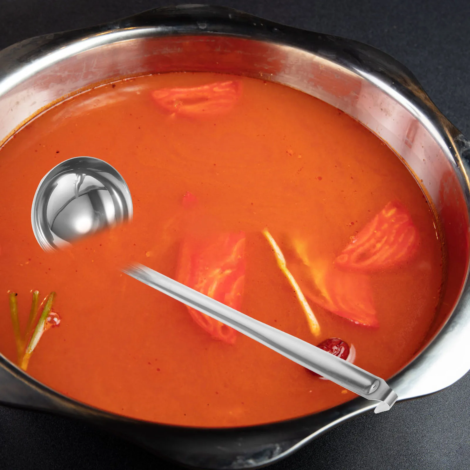 

Stainless Steel Soup Ladle 13Cm Long Handle Hanging Hook For Serving Sauce Chili Gravy Stew Kitchen Restaurant Hotel