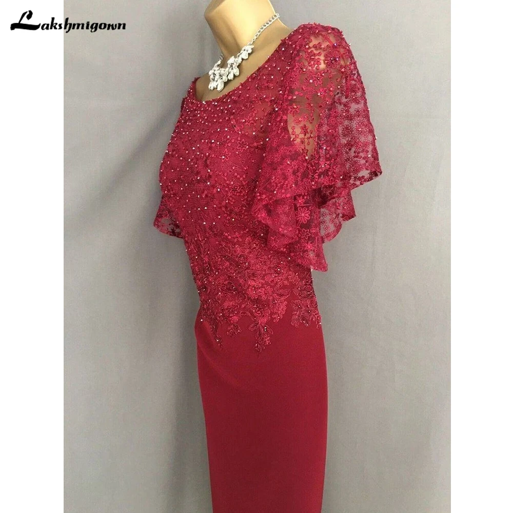 

Red O-Neck Sheath Mother Of The Bride Dress Chic And Elegant Woman Dress Beading vestido festa mae da noiva Big Size