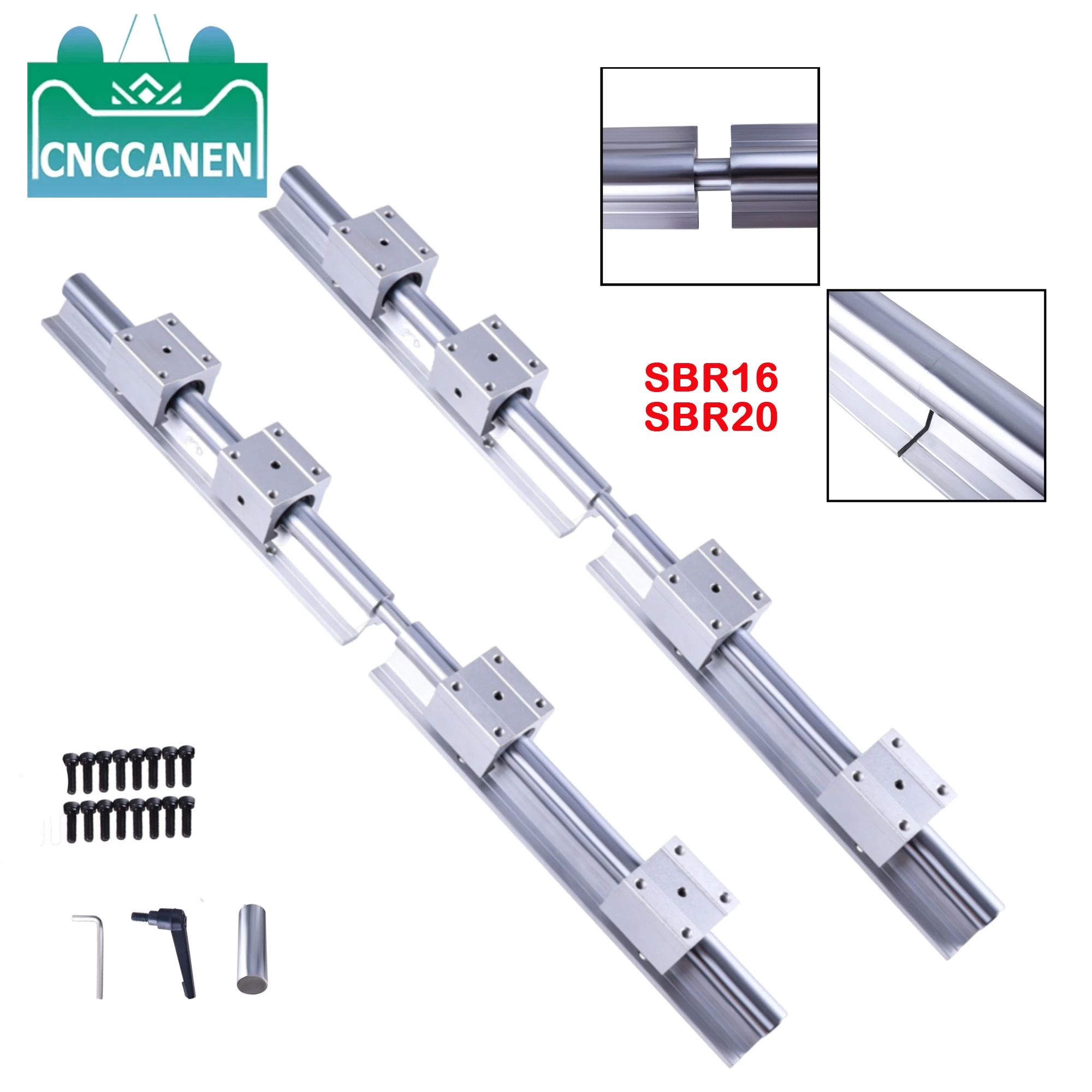 Linear Guide Rail Set SBR16 SBR20 3000MM 4000MM Splicing Linear Rail  2PCS Linear Guide Rail +4PCS Block Bearing For CNC Part