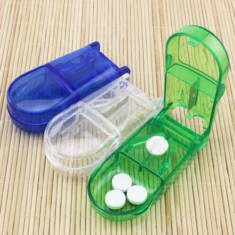 Medicine Pill Cutter Box Portable Box Useful Grinder Splitter Medicine Pill Holder Tablet Cutter Splitter Divider Pill Case