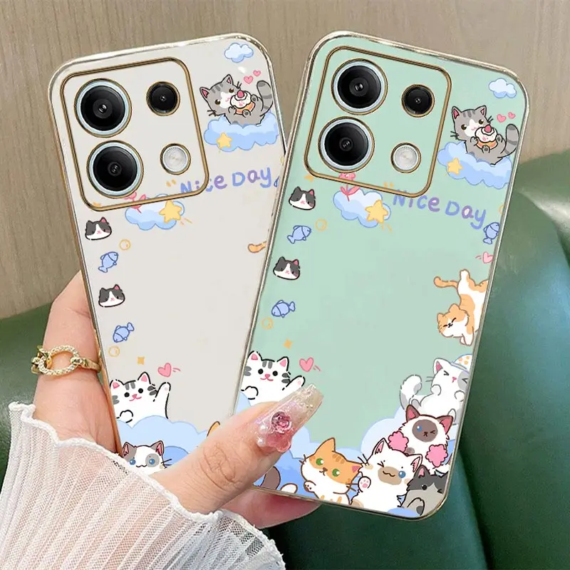 13 Cloudycat Luxe Plating Telefoonhoesje Voor Xiaomi Redmi Note 13pro 13Proplus 12Turbo 11T 11pro 11S 11se 12 12r 12pro Hoes