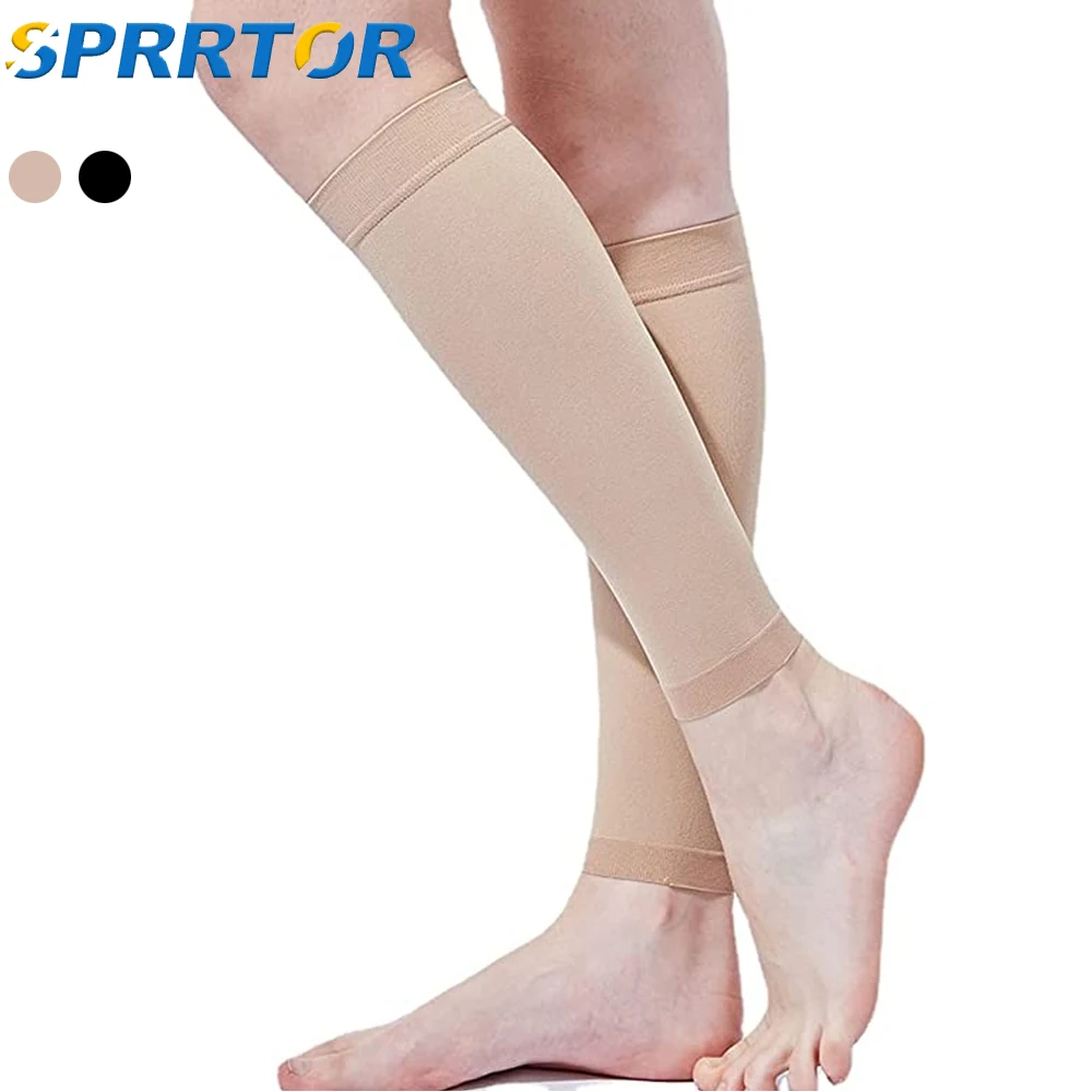 1 Pair Calf Compression Sleeve Women,20-30mmHg Footless Compression Socks for Swelling Shin Splints Varicose Veins